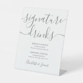 Moderne graue Skriptpresse für die Hochzeit von Si Sockelschild (Vorderseite)