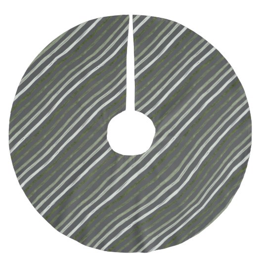 Moderne graue Streifen Weihnachtsfeiertag Polyester Weihnachtsbaumdecke (Vorderseite)