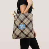 Moderne graue Tartan Jeans Monogram Script Name Tasche (Von Nahem)