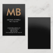 Moderne graue, trendige Monogramm-Visitenkarte Visitenkarte (Vorne/Hinten)