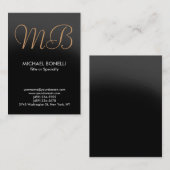 Moderne graue, trendige Skript-Monogramm-Visitenka Visitenkarte (Vorne/Hinten)