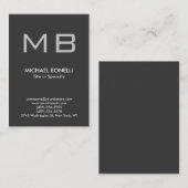 Moderne graue, trendige, stilvolle Monogramm-Visit Visitenkarte (Vorne/Hinten)