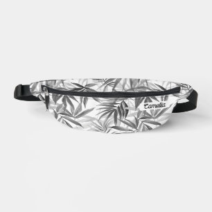 Moderne graue tropische Muster Name Custom Travel Bauchtasche