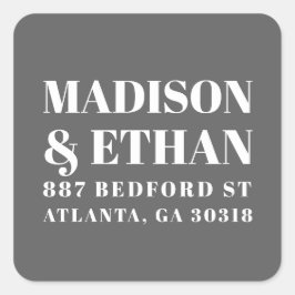 Moderne graue Typografie Hochzeitsstiftung Rücksen Quadratischer Aufkleber