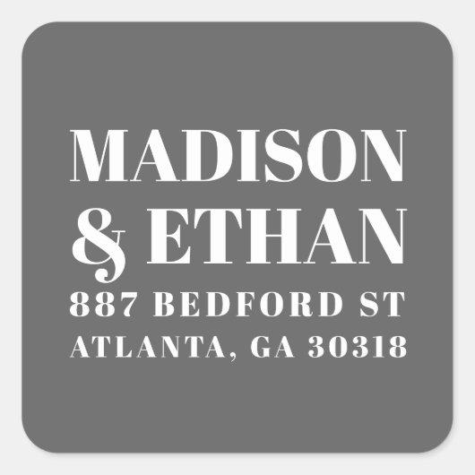 Moderne graue Typografie Hochzeitsstiftung Rücksen Quadratischer Aufkleber (Vorderseite)
