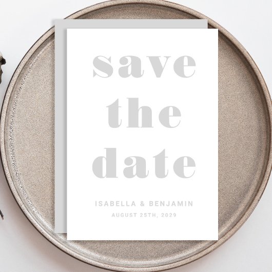 Moderne graue Typografie Save The Date