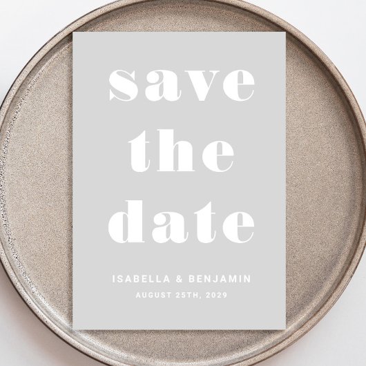 Moderne graue Typografie Save The Date