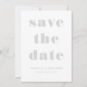 Moderne graue Typografie Save The Date (Vorderseite)