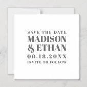 Moderne graue Typografie Save the Date Magneteinladung (Vorderseite)