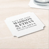 Moderne graue Typografie Save the Date Untersetzer (angewinkelt)