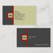Moderne graue u. rote Monogramm-Visitenkarte Visitenkarte (Vorne/Hinten)