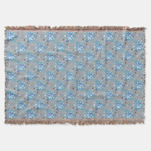 Moderne graue und blaue Holiday Snowflakes Muster Decke