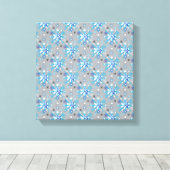 Moderne graue und blaue Holiday Snowflakes Muster Leinwanddruck (Insitu (Holzboden))