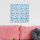 Moderne graue und blaue Holiday Snowflakes Muster Leinwanddruck (Insitu (Wohnzimmer))