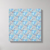 Moderne graue und blaue Holiday Snowflakes Muster Leinwanddruck (Vorderseite)