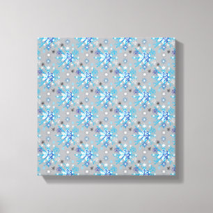 Moderne graue und blaue Holiday Snowflakes Muster Leinwanddruck