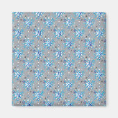 Moderne graue und blaue Holiday Snowflakes Muster Magnet (Vorne)