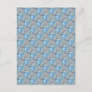 Moderne graue und blaue Holiday Snowflakes Muster Postkarte