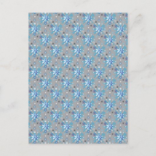 Moderne graue und blaue Holiday Snowflakes Muster Postkarte (Vorderseite)