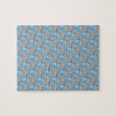 Moderne graue und blaue Holiday Snowflakes Muster Puzzle (Horizontal)
