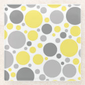 Moderne graue und gelbe Blasen Glasuntersetzer (Vorderseite)