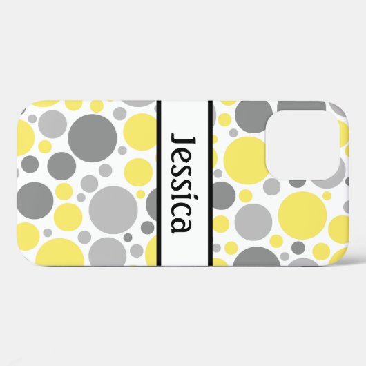 Moderne graue und gelbe Blasen Personalisiert Case-Mate iPhone Hülle (Rückseite (Horizontal))