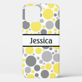 Moderne graue und gelbe Blasen Personalisiert Case-Mate iPhone Hülle (Rückseite)