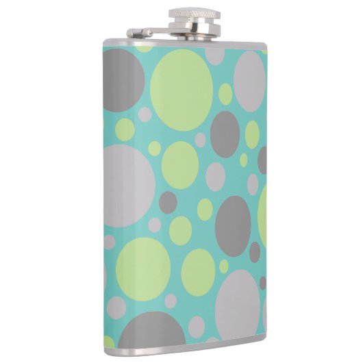 Moderne graue und grüne Blasen Flachmann (Rechts)