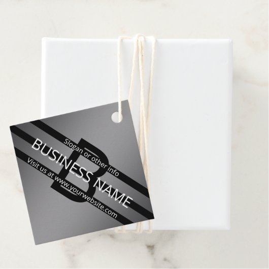 Moderne graue und horizontale schwarze Streifen Geschenkanhänger (Beispiel)