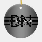 Moderne graue und horizontale schwarze Streifen Keramik Ornament (Vorne)