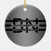 Moderne graue und horizontale schwarze Streifen Keramik Ornament (Hinten)