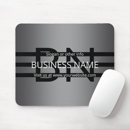 Moderne graue und horizontale schwarze Streifen Mousepad (Mit Mouse)