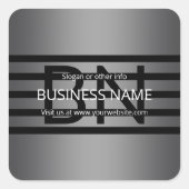 Moderne graue und horizontale schwarze Streifen Quadratischer Aufkleber (Vorderseite)