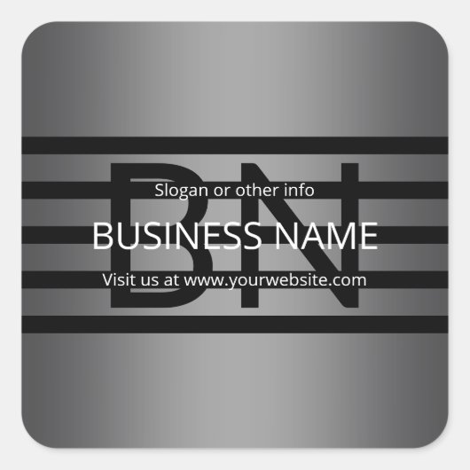 Moderne graue und horizontale schwarze Streifen Quadratischer Aufkleber (Vorderseite)