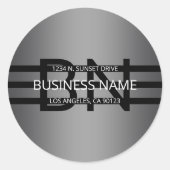 Moderne graue und horizontale schwarze Streifen Runder Aufkleber (Vorderseite)