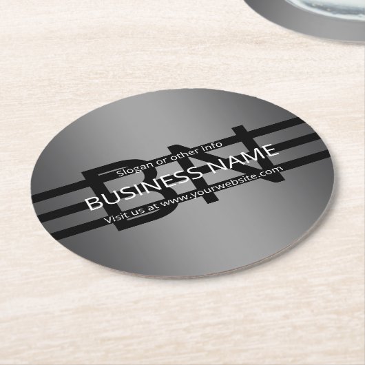 Moderne graue und horizontale schwarze Streifen Runder Pappuntersetzer (Angewinkelt)