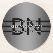 Moderne graue und horizontale schwarze Streifen Runder Pappuntersetzer (Vorderseite)