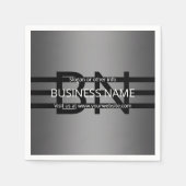 Moderne graue und horizontale schwarze Streifen Serviette (Vorderseite)