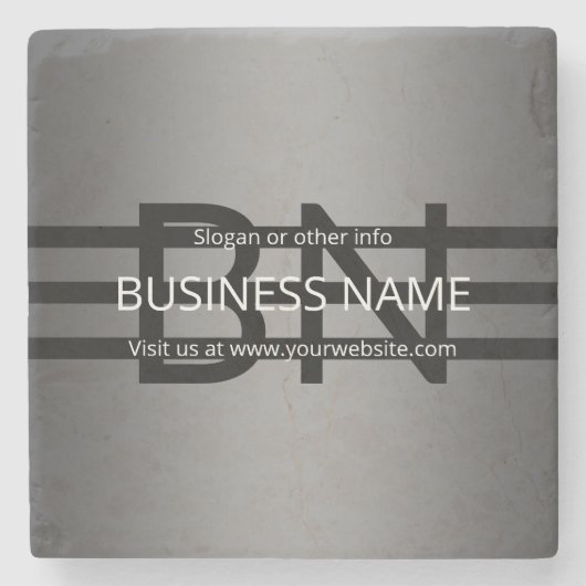 Moderne graue und horizontale schwarze Streifen Steinuntersetzer (Vorderseite)