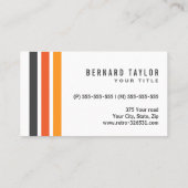 Moderne, graue und orangefarbene Retrostreifen Visitenkarte (Rückseite)