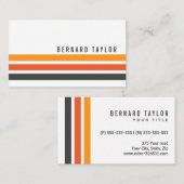 Moderne, graue und orangefarbene Retrostreifen Visitenkarte (Vorne/Hinten)