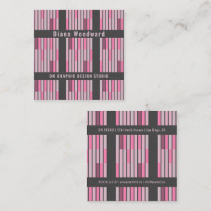 Moderne graue und rosa geometrische quadratische visitenkarte