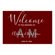 Moderne graue und rote Paare Monogramm Hochzeit Be