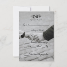Moderne, graue und schwarze Hochzeitkarte RSVP Karte