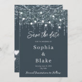 Moderne graue und weiße Hangleuchten Save the Date Einladung (Vorne/Hinten)