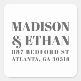 Moderne graue und weiße, kühne Hochzeitsstiftung R Quadratischer Aufkleber