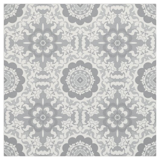 Moderne, graue und weiße Medallion-Stoffe Stoff (Muster)