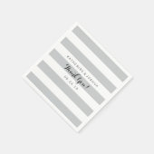 Moderne graue und weiße Streifen Hochzeit Serviette (Ecke)