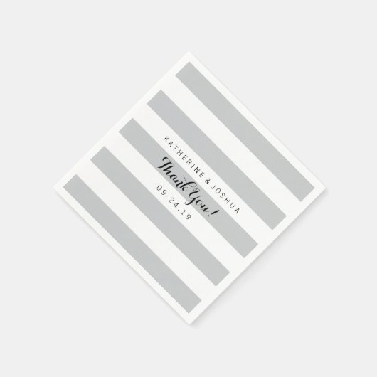 Moderne graue und weiße Streifen Hochzeit Serviette (Ecke)