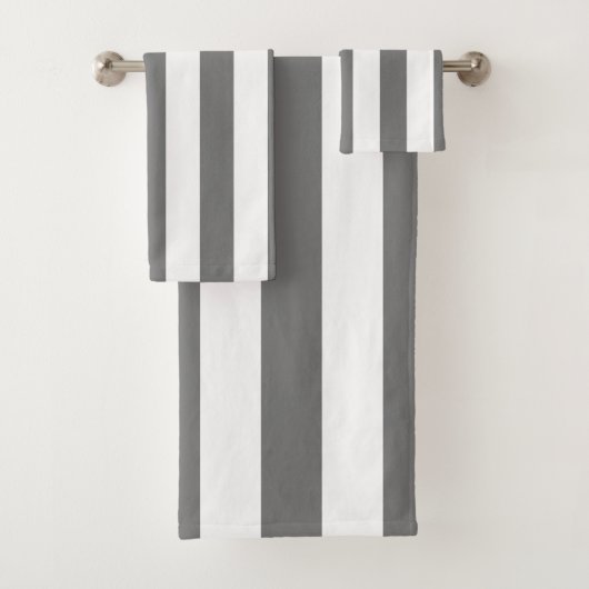 Moderne, graue und weiße Streifen Minimalistisch Badhandtuch Set (Insitu)